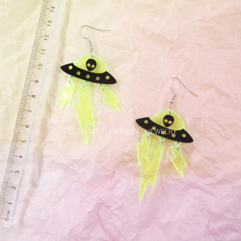 Earrings Acrylic Halloween Funny Alien Fluorescent Minimo de compra 2 MOSHU031