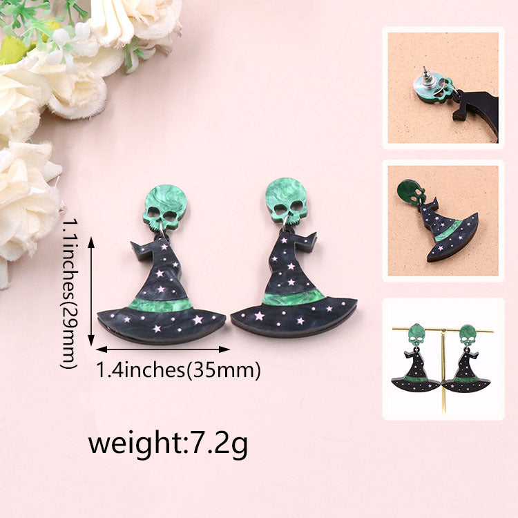 Acrylic Halloween Skull Head Earrings (Minimo de compra 5) MIC-XiaoY045