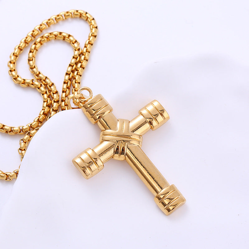 Jewelry Stainless Steel Plating 18k Gold Cross Pendant Necklace