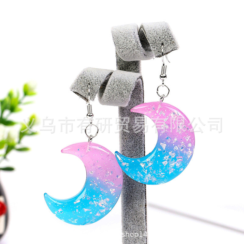 Resin Gradient Moon Earrings (Minimo de Compra 2) MIC-YouY001