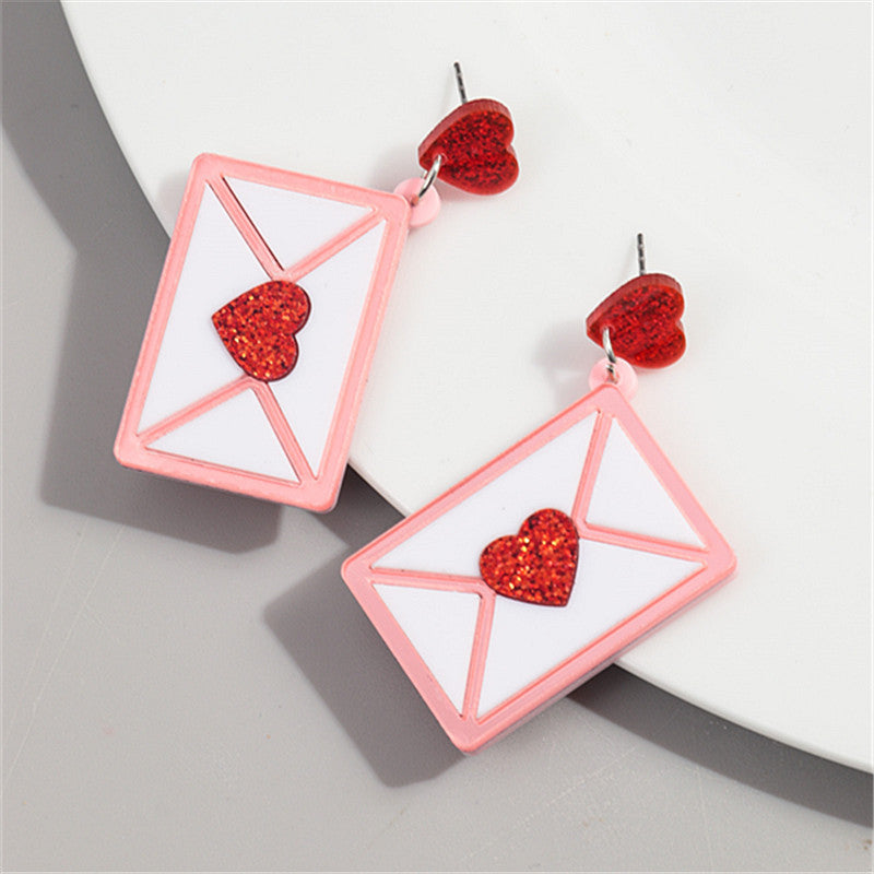 Acrylic Love Envelope Earrings MYA-ChouD040