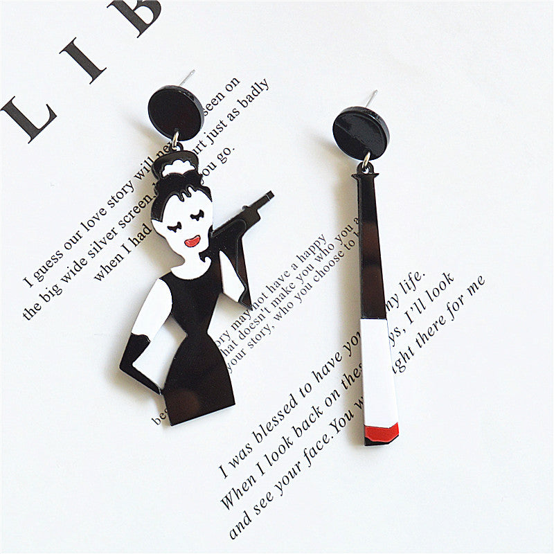 Cute Acrylic Cartoon Lady Earrings MIC-XieN011