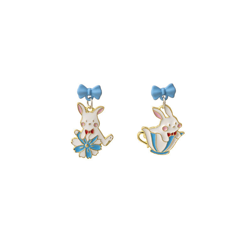 Alloy cartoon little rabbit tea cup earrings MIC-MDD139