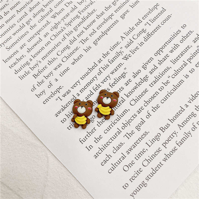 Alloy banana small bear earrings MIC-WWHM004