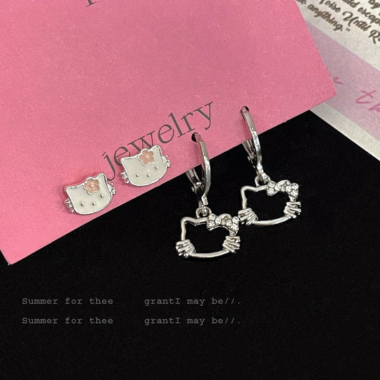 Alloy pink KT cat earrings MYA-ShuangX051