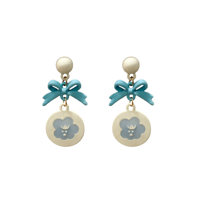 Acrylic bow colored flower earrings MIC-ErY004