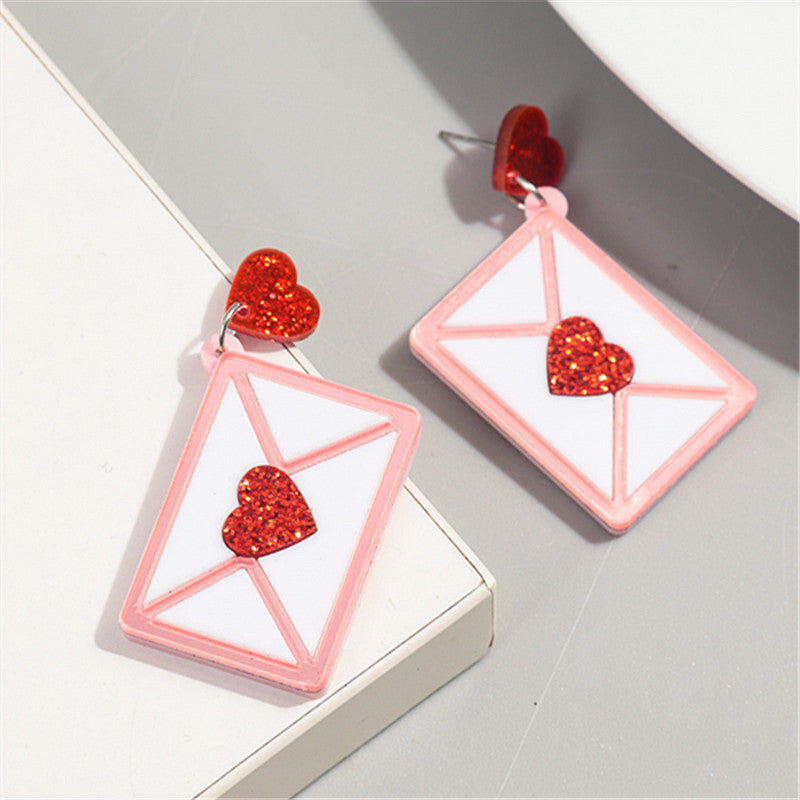 Acrylic Love Envelope Earrings MYA-ChouD040