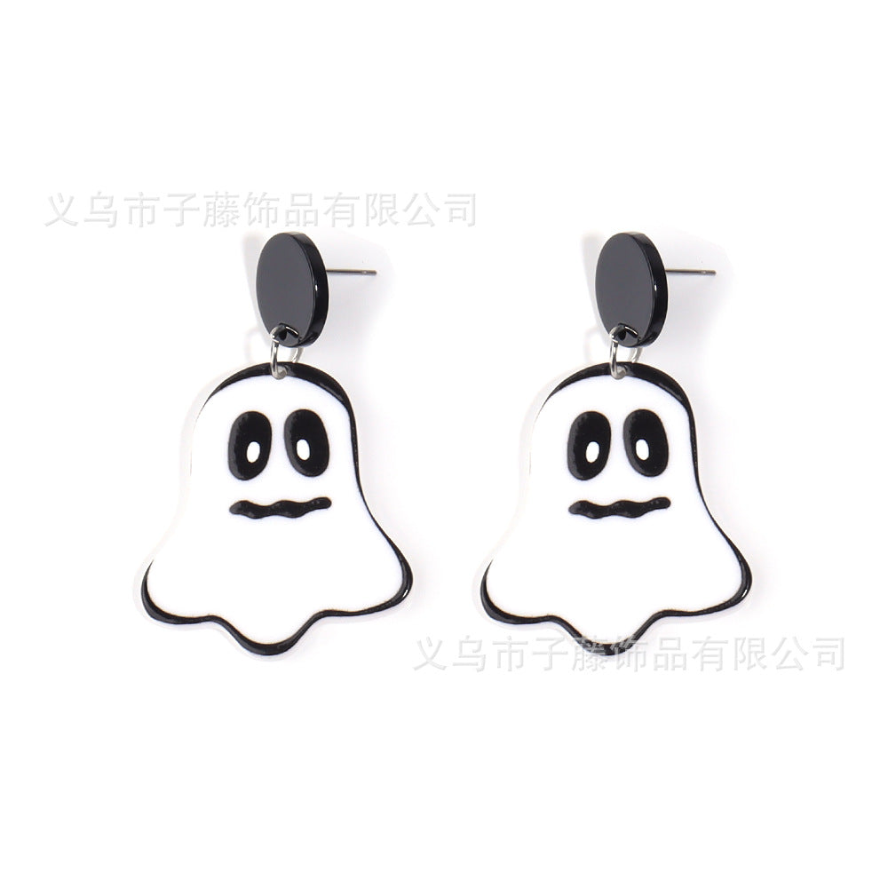 Acrylic Pumpkin Ghost Hole Earrings (Minimo de Compra 2) MIC-ZiT001