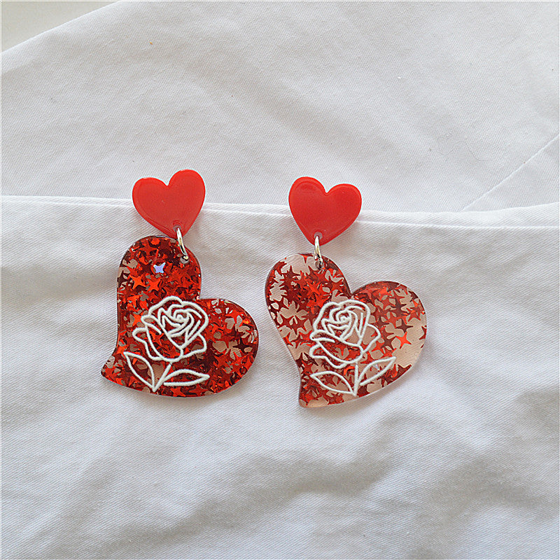 Alloy laser color changing heart earrings MIC-XieN050