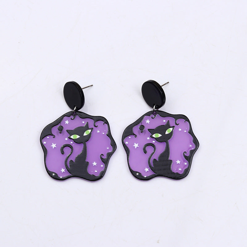 Acrylic Halloween Pumpkin Witch Earrings (Minimo de Compra 2) MYA-DuA023