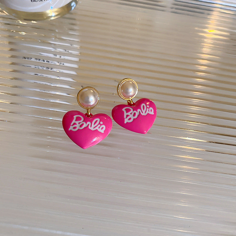 Alloy English Letter Pearl Dropping Oil Earrings (Minimo de Compra 2) MIC-BY004