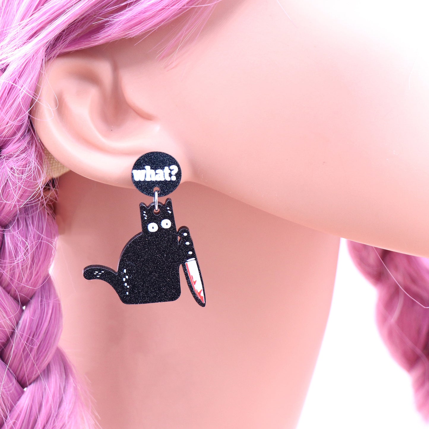 Acrylic Halloween Black Cat Earrings (Minimo de compra 5) MIC-XiaoY049