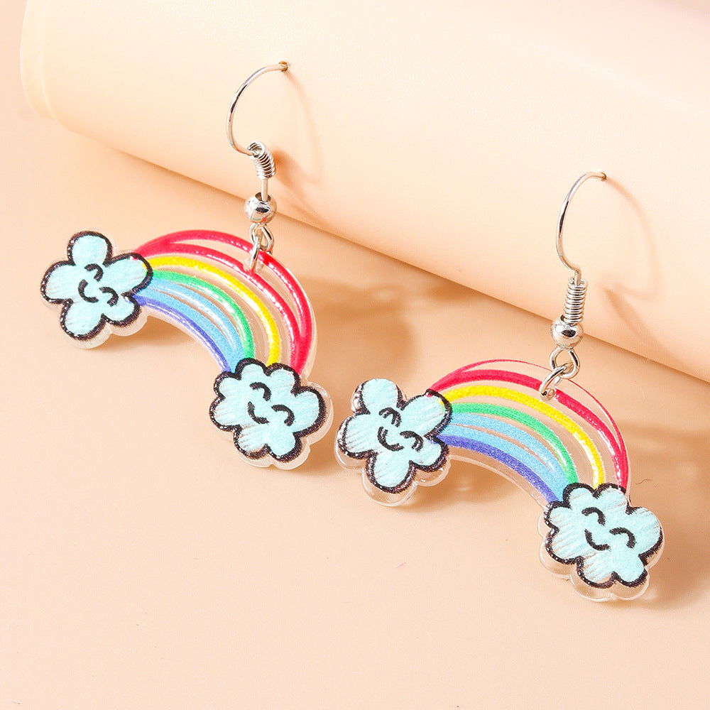 Acrylic Rainbow Cloud Earrings (Minimo de Compra 2) MYA-YueS005