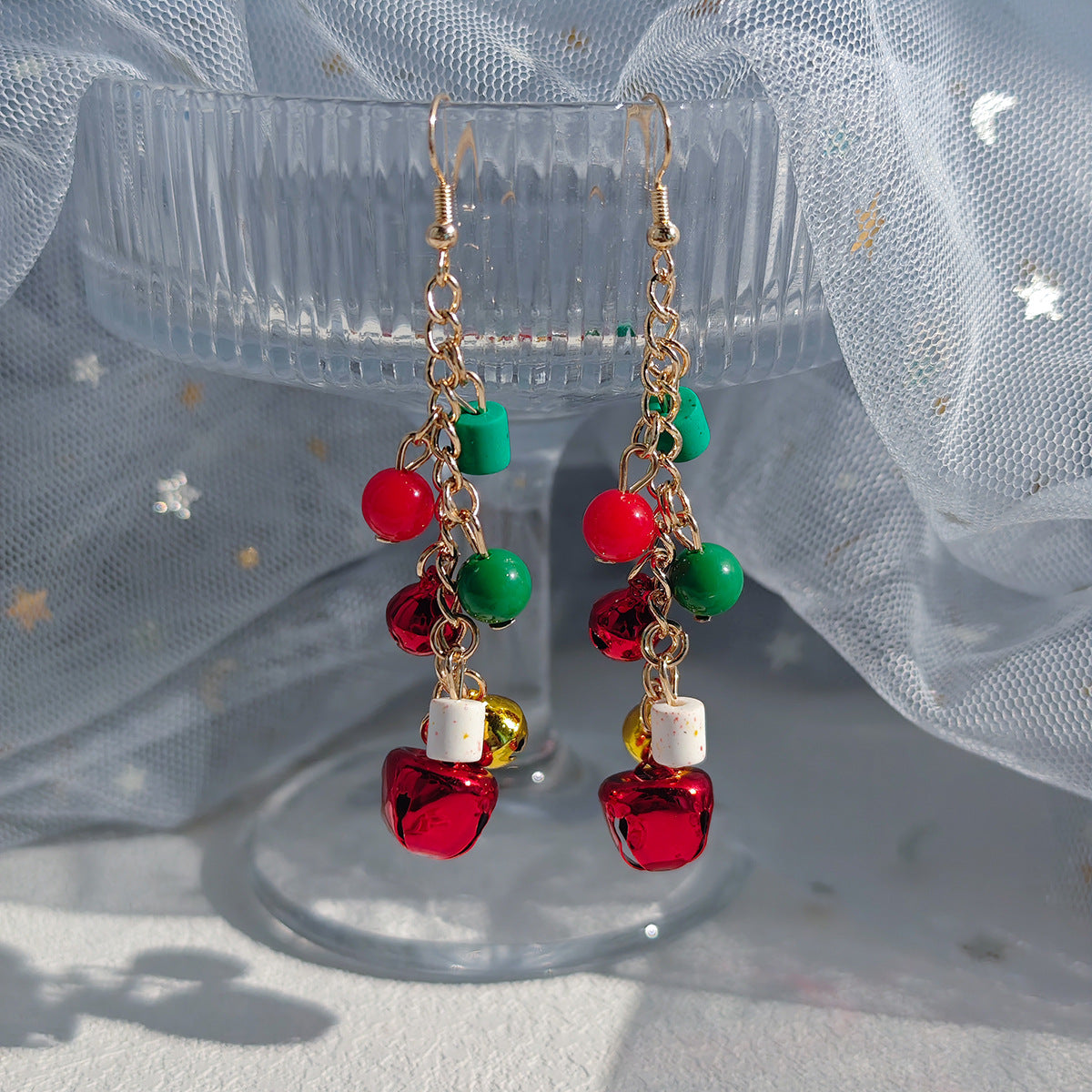 Alloy Christmas bell long tassel earrings MIC-MDD189