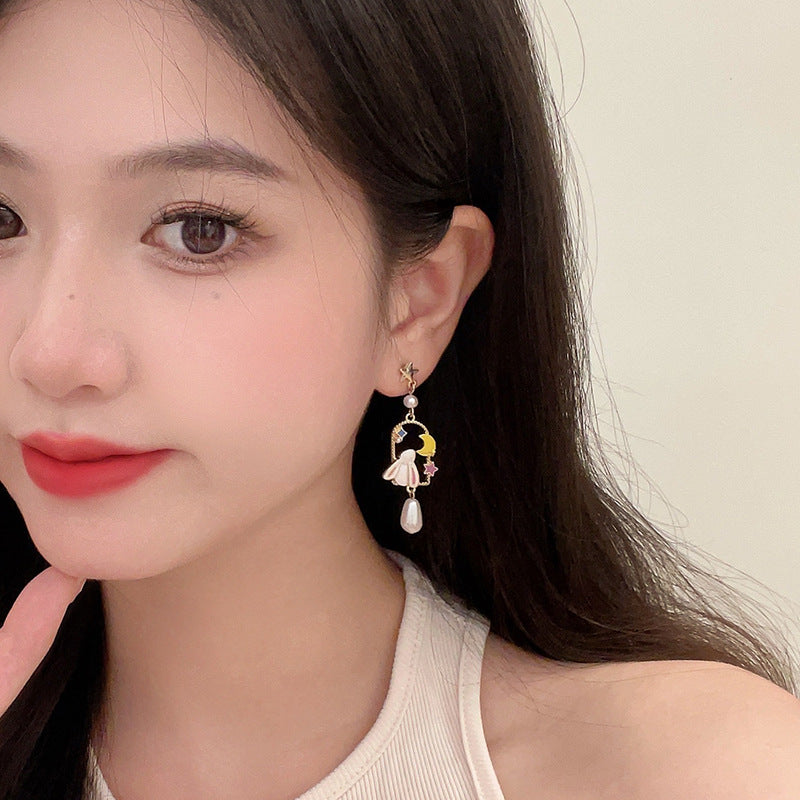 Alloy hollow pearl earrings MYA-BLD104