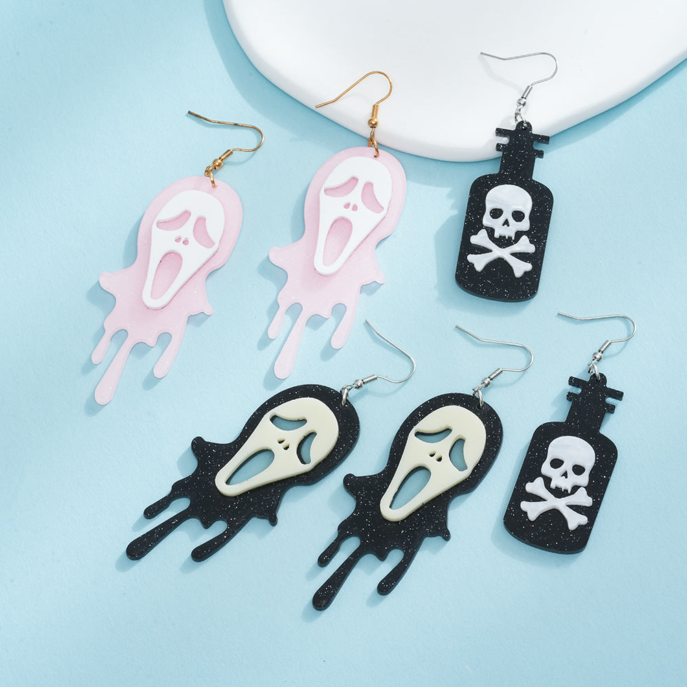 Alloy acrylic explosive skull earrings (Minimo de compra 2) MIC-AnD003