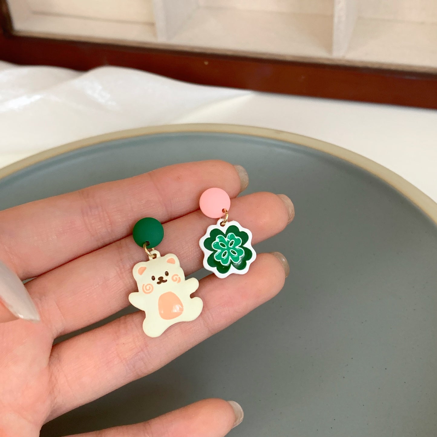 Alloy Cute Cartoon Bear Earrings MIC-APY023