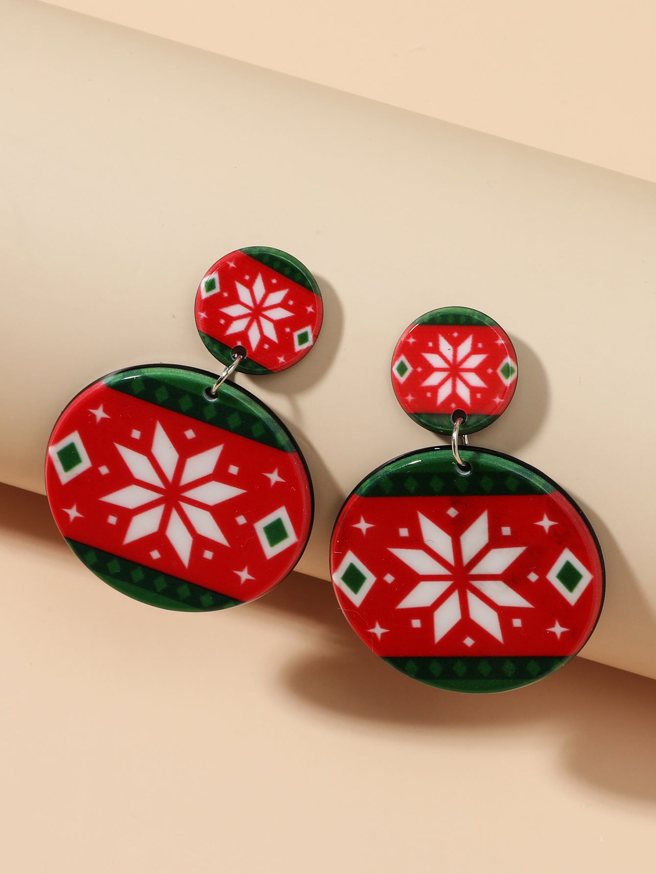 Acrylic Christmas Tree Snowman Earrings MIC-JunJ022