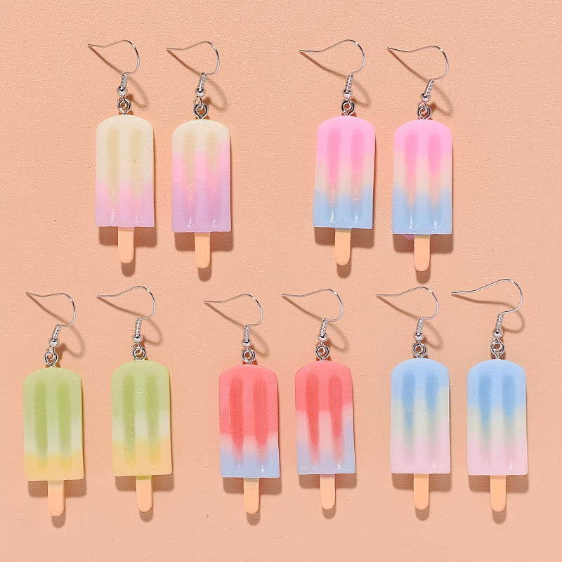 Resin contrast ice cream earrings MIC-XunT006