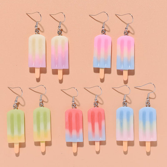 Resin contrast ice cream earrings MIC-XunT006