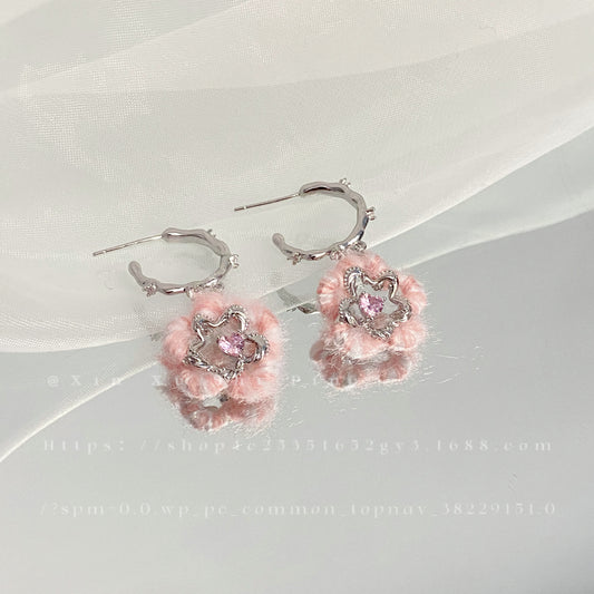 Alloy powder flower yarn earrings (Minimo de Compra 2) MIC-XinXu008