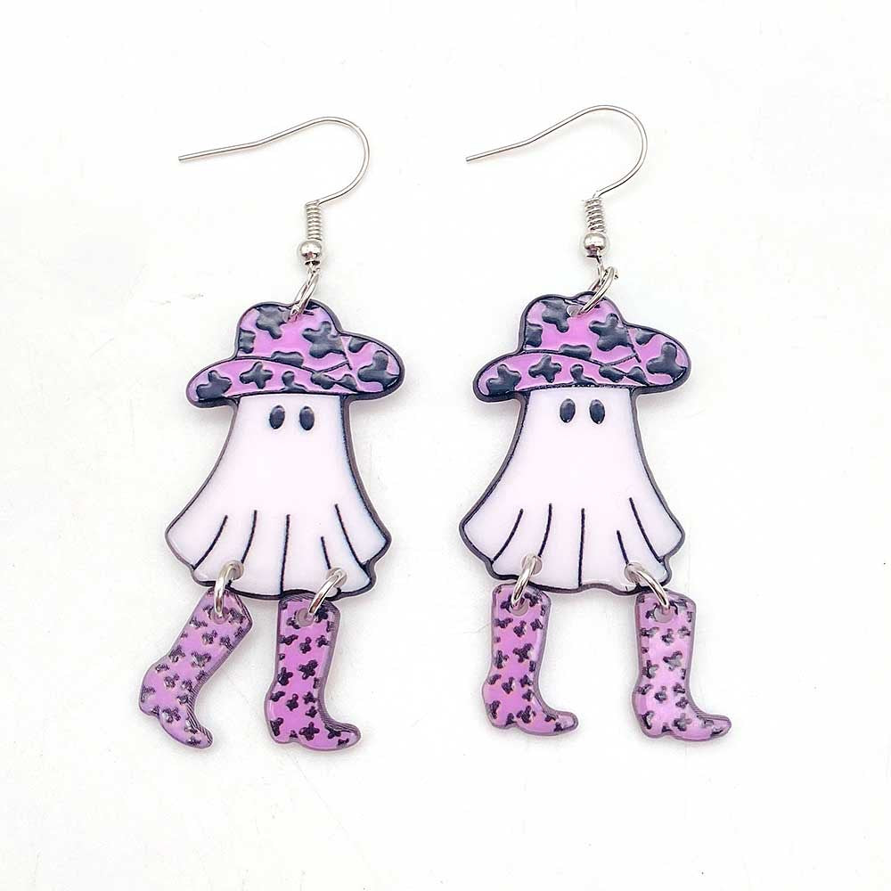 Acrylic Halloween Cowboy Ghost Earrings (Minimo de Compra 2) MIC-ChenY012