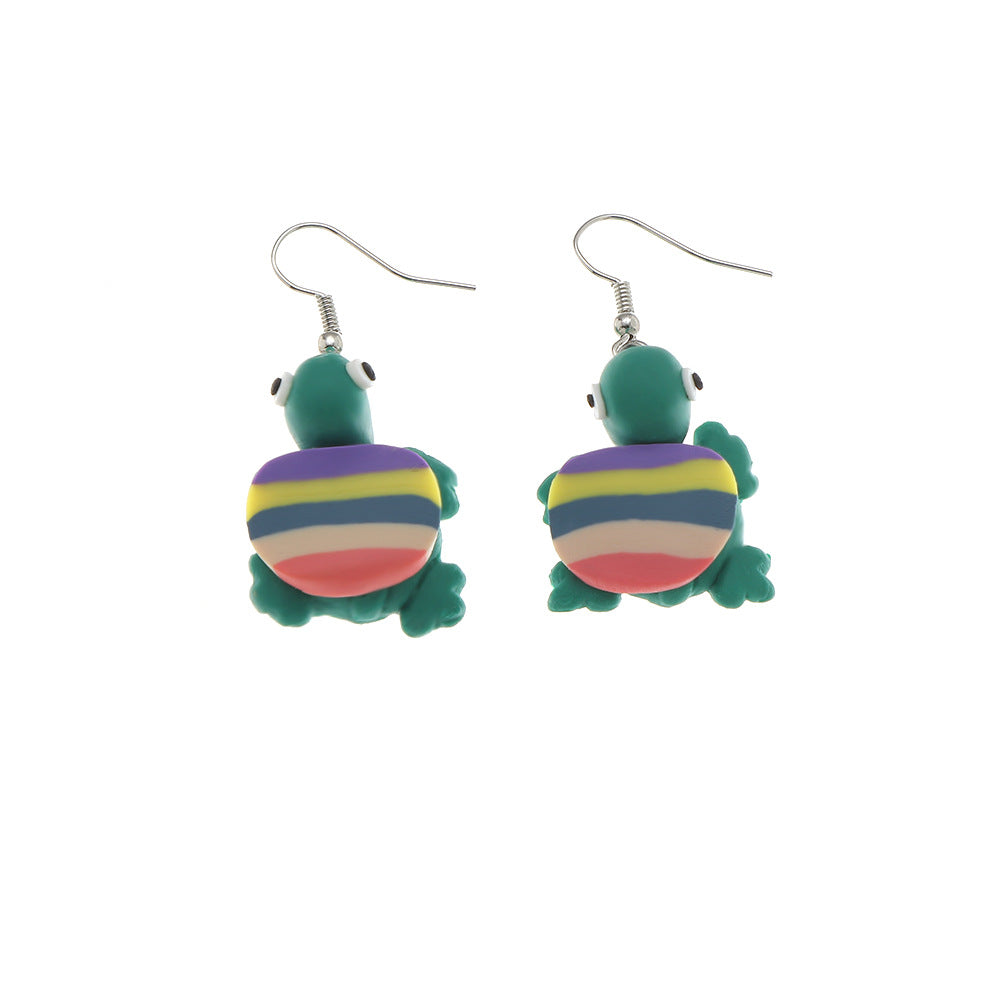 Alloy Soft Ceramic Colorful Turtle Earrings MIC-NaiZ003