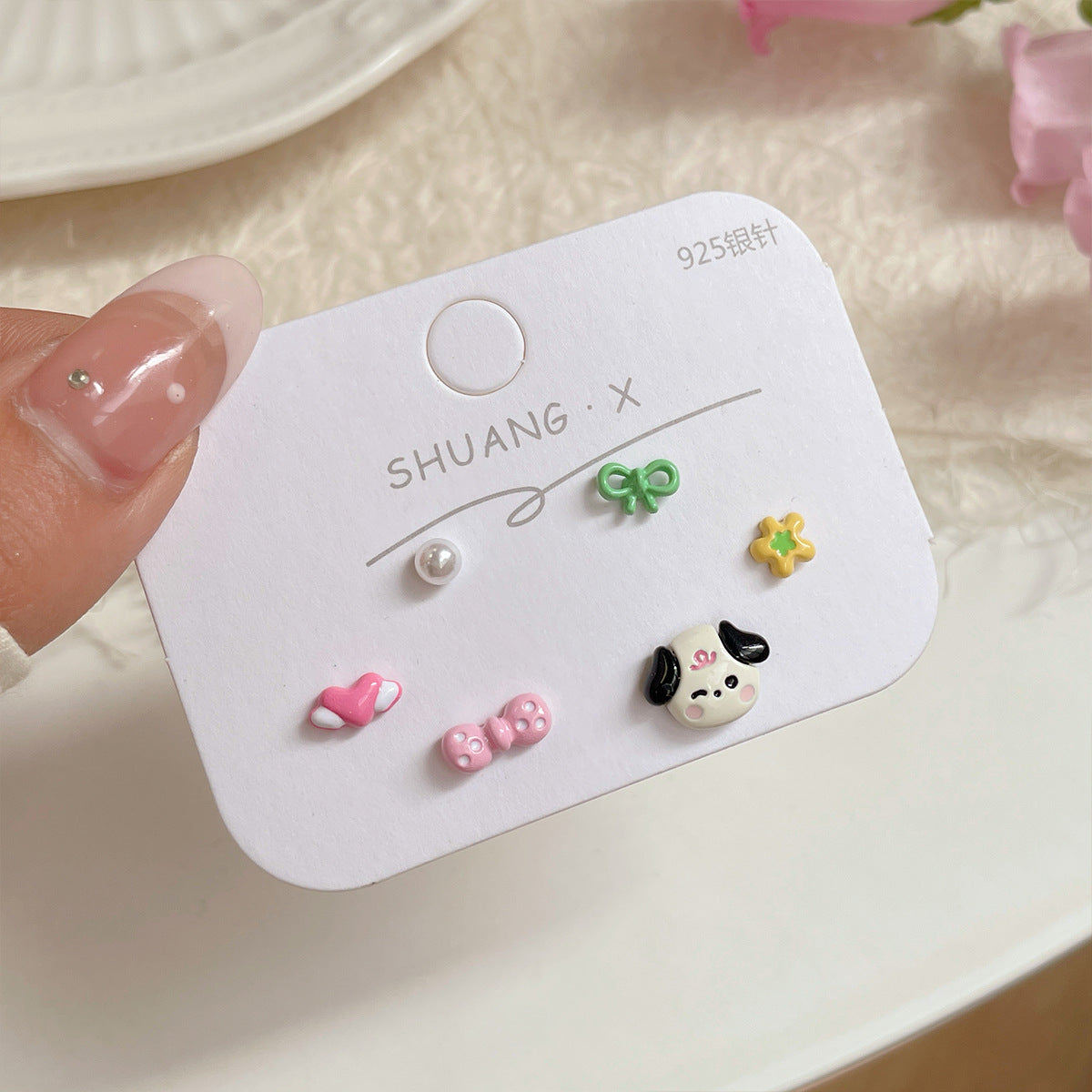 Alloy small fresh cartoon three piece earring set MIC-ShuangX048