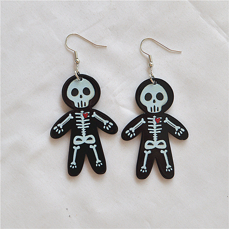 Acrylic Spider Web Skull Earrings MIC-XieN053