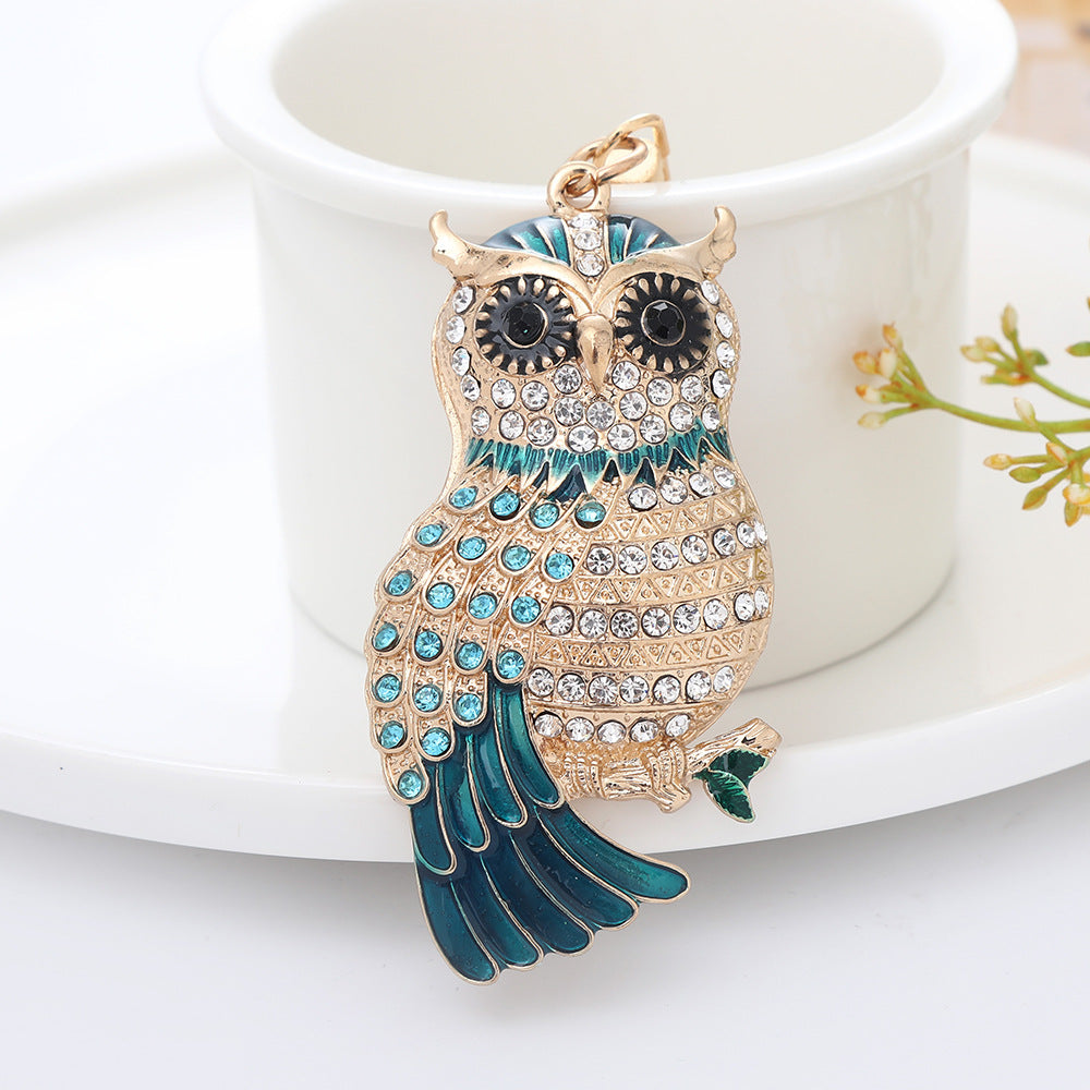 Lovely diamond inlaid owl keychain  (Minimo de compra 2) MIC-ChaoK002