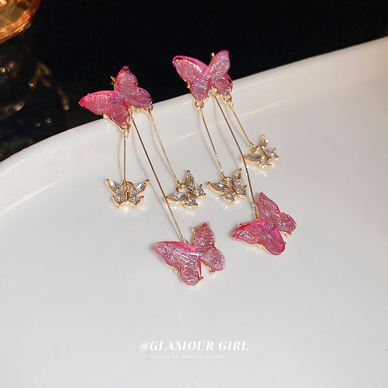 Alloy butterfly tassel earrings (Minimo de Compra 2) MIC-BY014