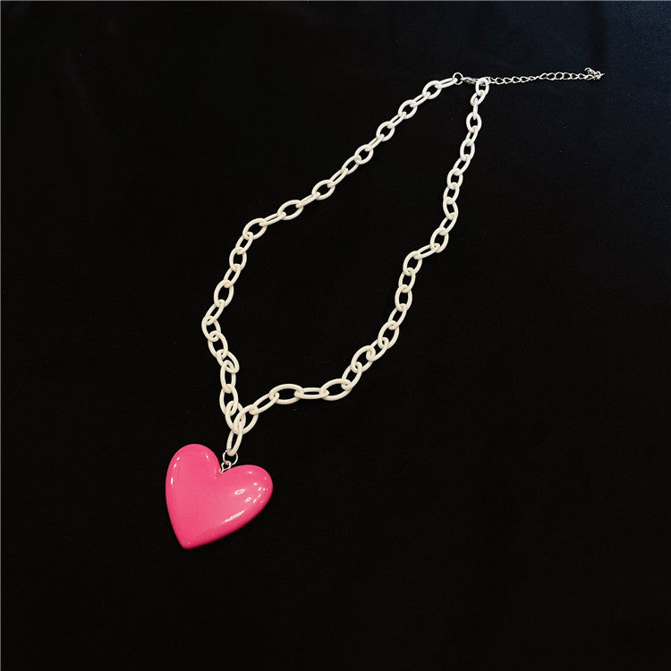 Acrylic Rose Heart Necklace MIC-WWHM009