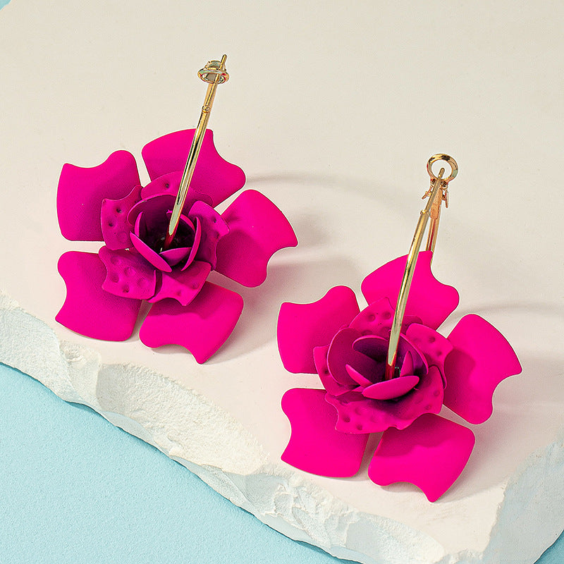 Acrylic candy colored exaggerated flower earrings MIC-AYN025