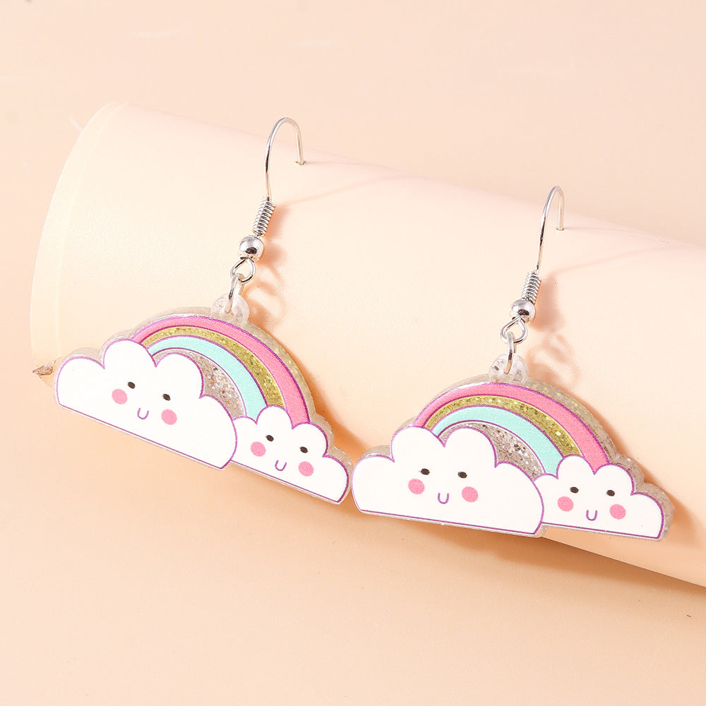 Acrylic Rainbow Cloud Earrings (Minimo de Compra 2) MYA-YueS005