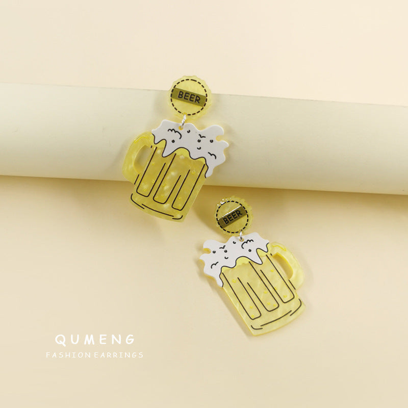 Acrylic beer glass champagne earrings (Minimo de Compra 2) MIC-QingM015