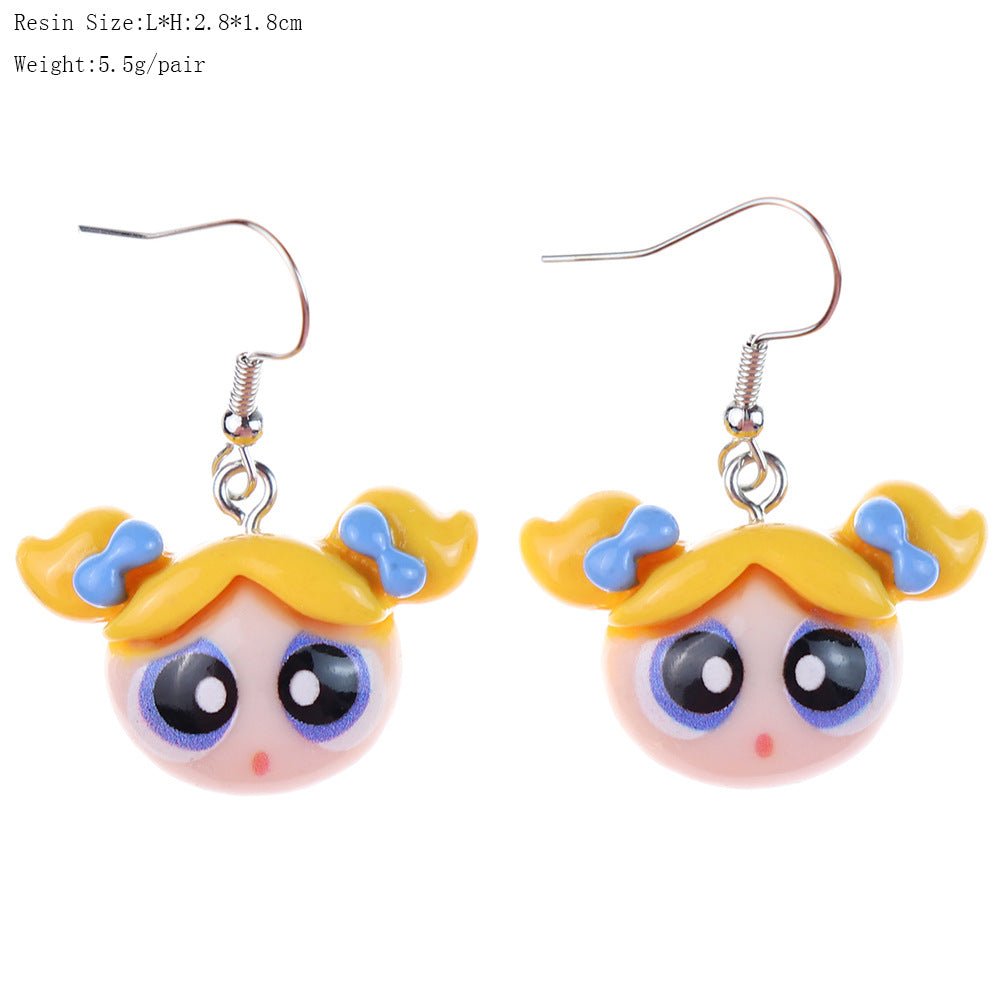 Alloy Bright Face Cartoon Cool Girl Earrings MIC-NiQ047