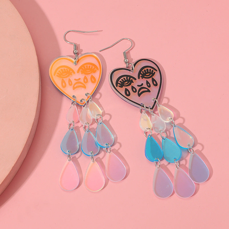 Acrylic Sparkling Pink Love Mirror Earrings MIC-KaiQ005