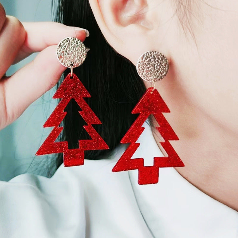 Acrylic Christmas personalized hollow out earrings MIC-DuA073