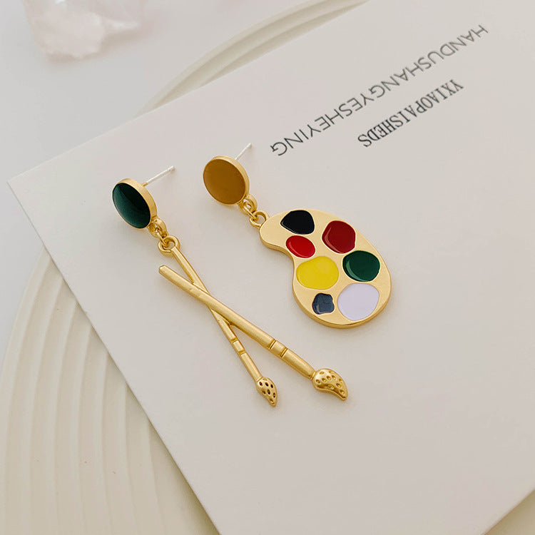 Alloy Asymmetric Creative Paintings Earstuds MIC-YuA009