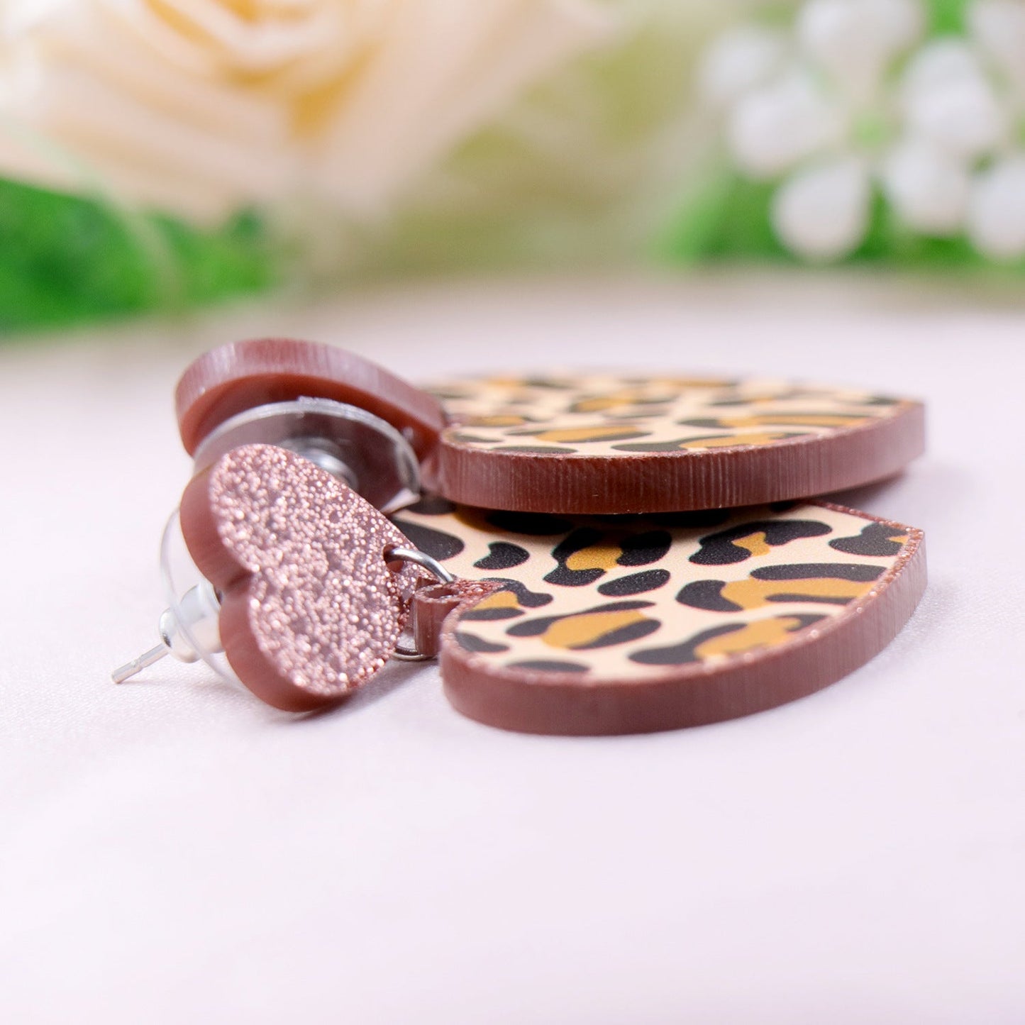 Acrylic love leopard earrings Minimo de compra 5 MIC-XiaoY011