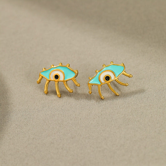 Stainless Steel blue eye studs （Minimo de compra 2） MIC-ChenH005