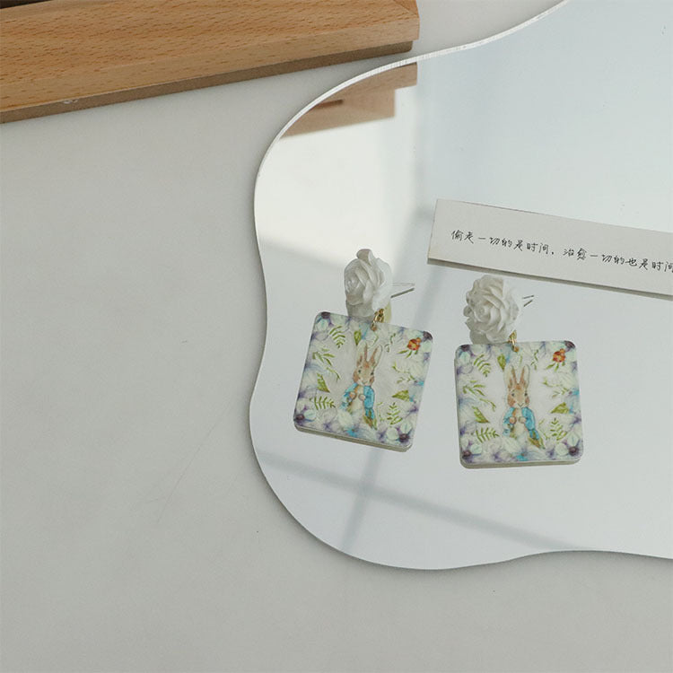 Alloy cartoon rabbit heart earrings MIC-QingJ035