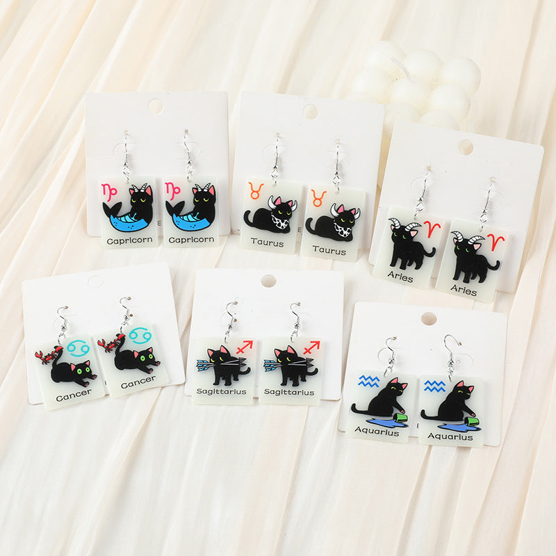 Acrylic constellation luminous cat earrings (Minimo de Compra 2) MYA-YueZ002