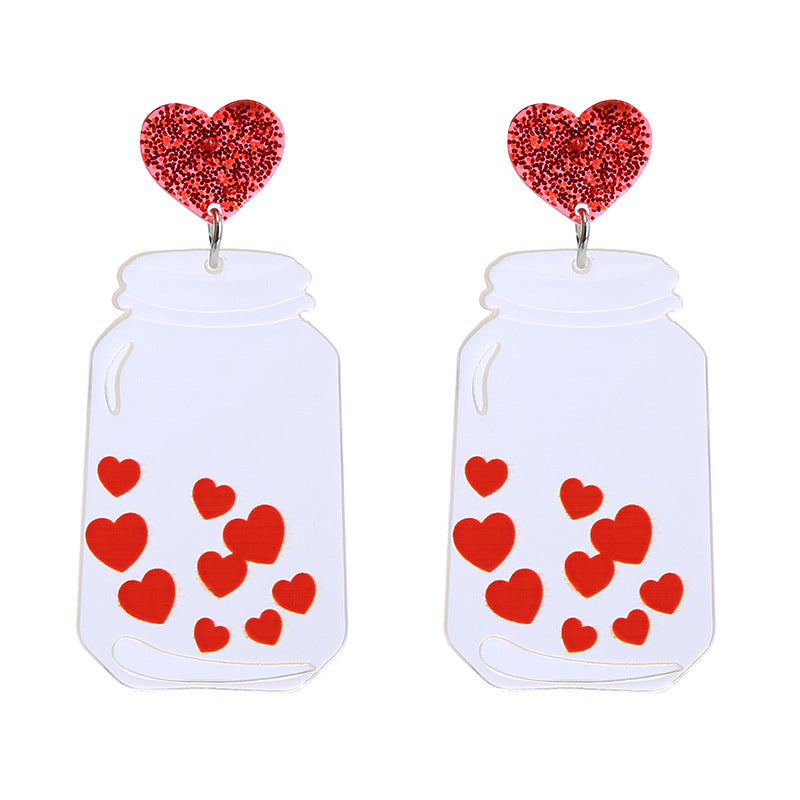 Acrylic Red Love Earrings (Minimo de Compra 2) MIC-ChouT041