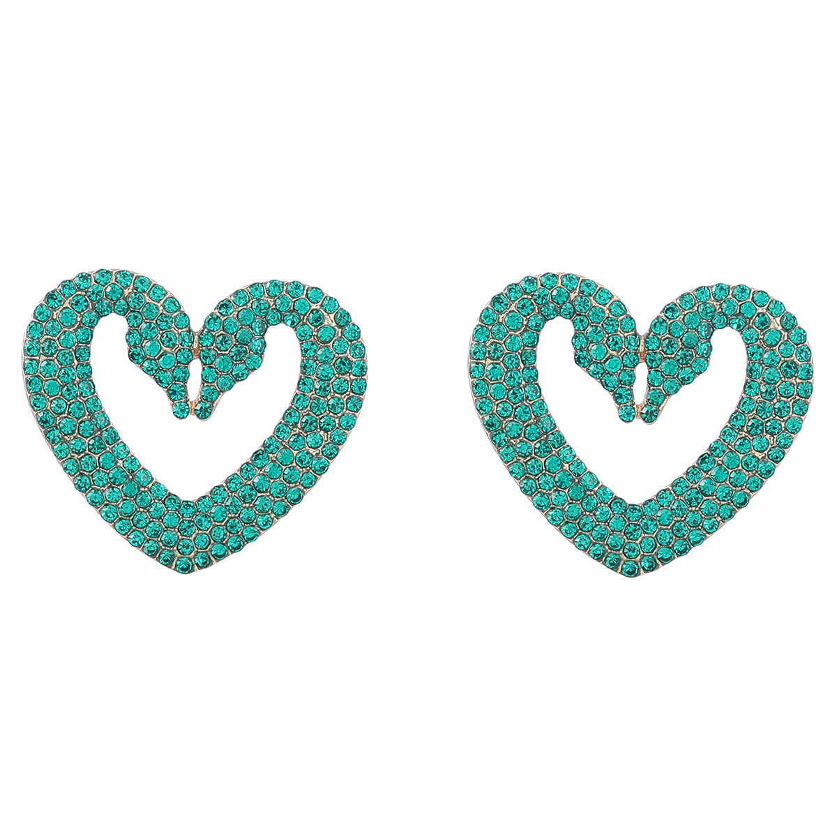 Alloy diamond studded heart-shaped earrings MIC-JiuL014