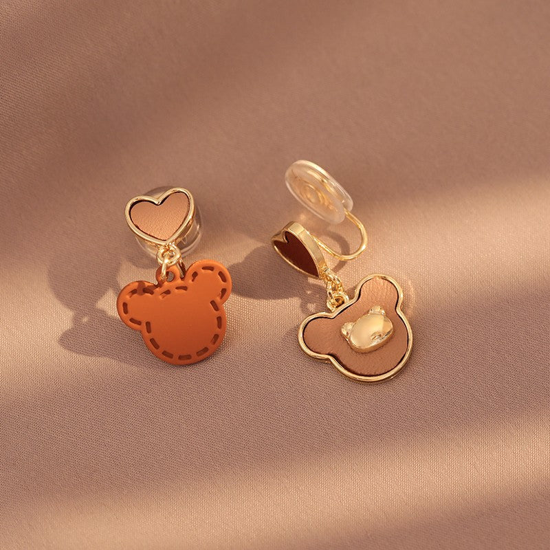 Alloy Asymmetric Love Bear Earstuds MIC-YuA004