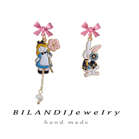 Alloy bow cartoon rabbit earrings (Minimo de Compra 2) MIC-BLD054