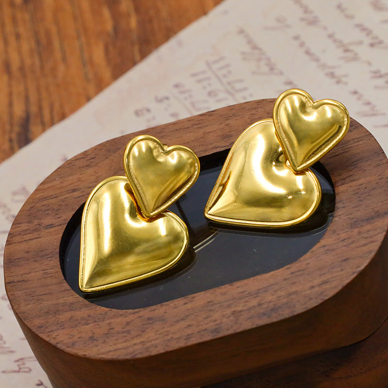 Titanium steel 18K heart-shaped smooth surface minimalist earrings MYA-XuanJ007