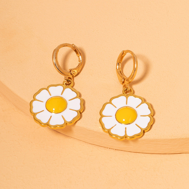 Alloy new small daisy earrings (Minimo de compra 2) MIC-HLM006