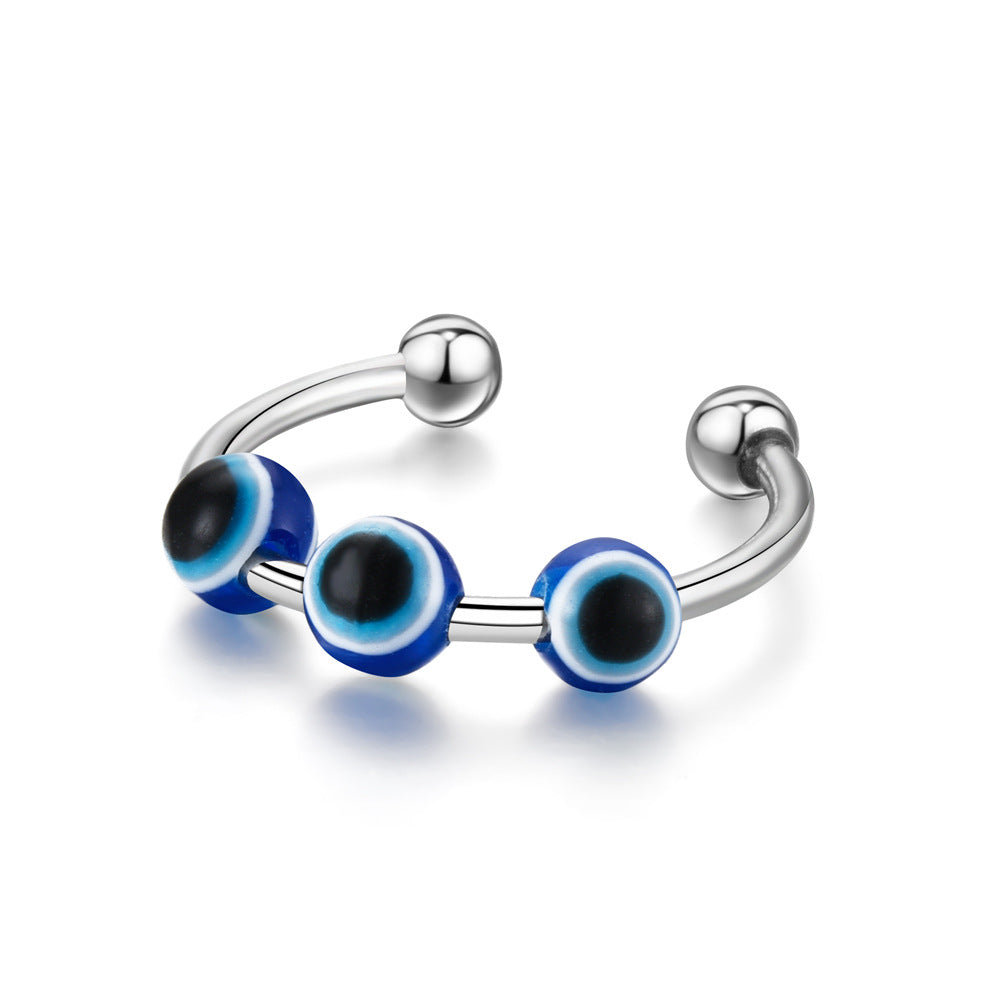 Decompression Demon Eye Rotating Stainless Steel Ring TS096